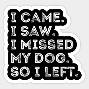 I Came I Saw I Missed My Dog Dog Owner Lover Pet jokes Sticker